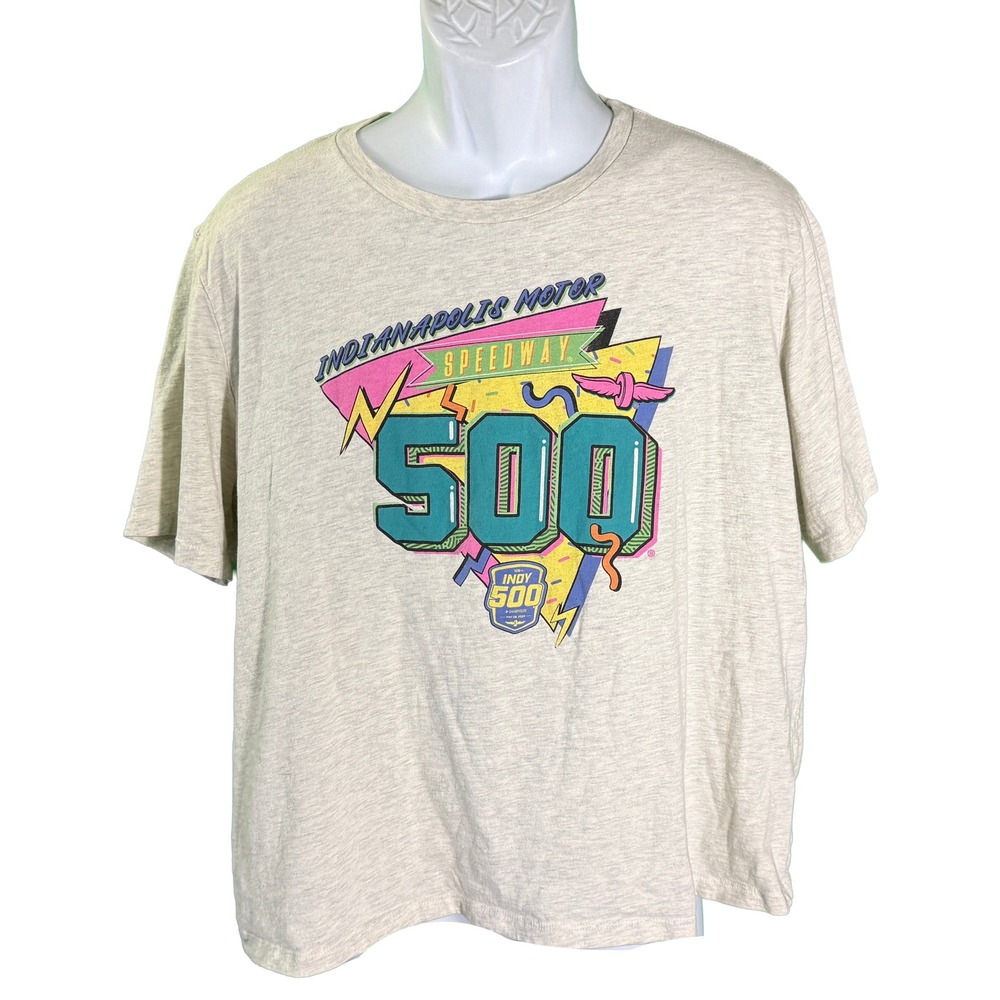 IndyCar T-Shirt Womens 2XL Gray Indianapolis Motor Speedway 500 Graphic Retro